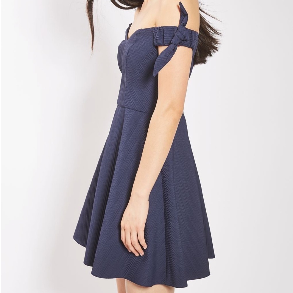 Topshop Tie Sleeve Bandeau Dress
